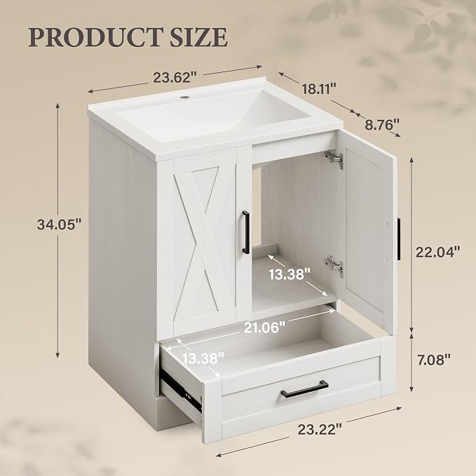 YESHOMY Bathroom Vanity with Sink, Farmhouse Cabinet Easy Assembly - Image 2