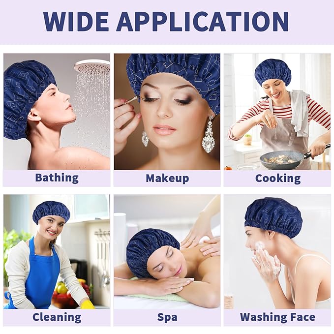 3 PCS Shower Caps for Women, Upgrade Comfortable & Extra Large & Double Layers - Image 6