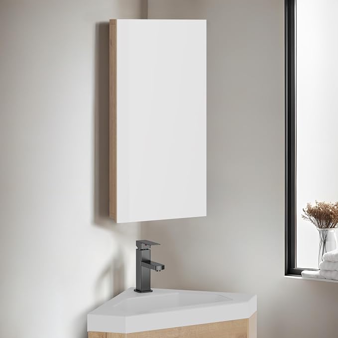 eclife 24" Bathroom Corner Medicine Cabinet W/Mirror, Single Door Bathroom - Image 2