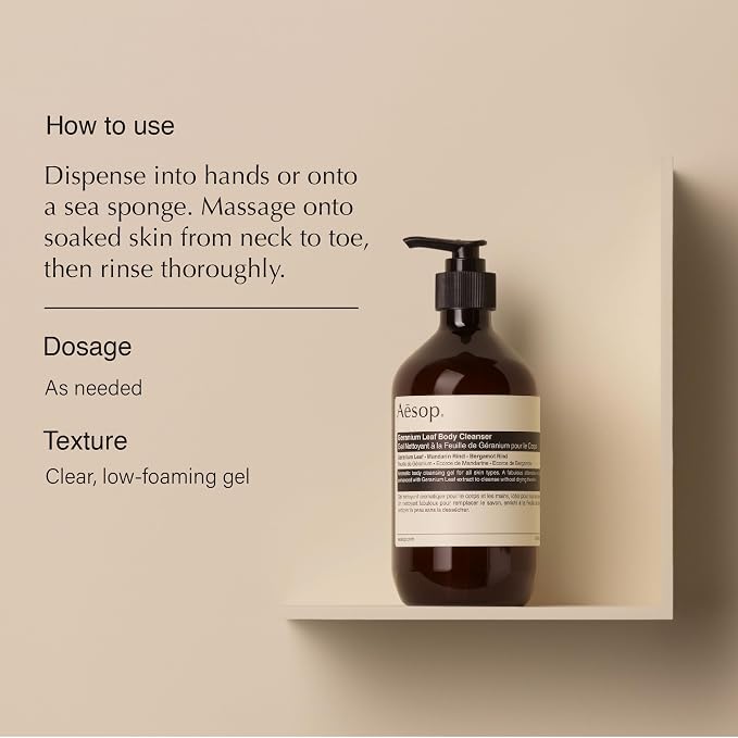 Aesop Geranium Leaf Body Cleanser + Refill | Invigorating Cleansing Gel | - Image 2