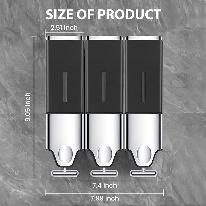 3-in-1 Quadrate Dispensers for The Shower, Shower soap Dispenser, Conditioner - Image 3