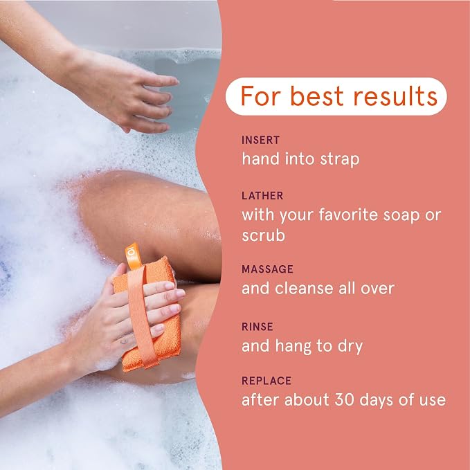 Cleanlogic Bath and Body Exfoliating Body Scrubber, Large Exfoliator Tool - Image 5