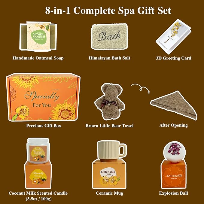 Self Care Gifts for Women, Spa Gift Box for Women, 8-in-1 Relaxing Gift Set - Image 2