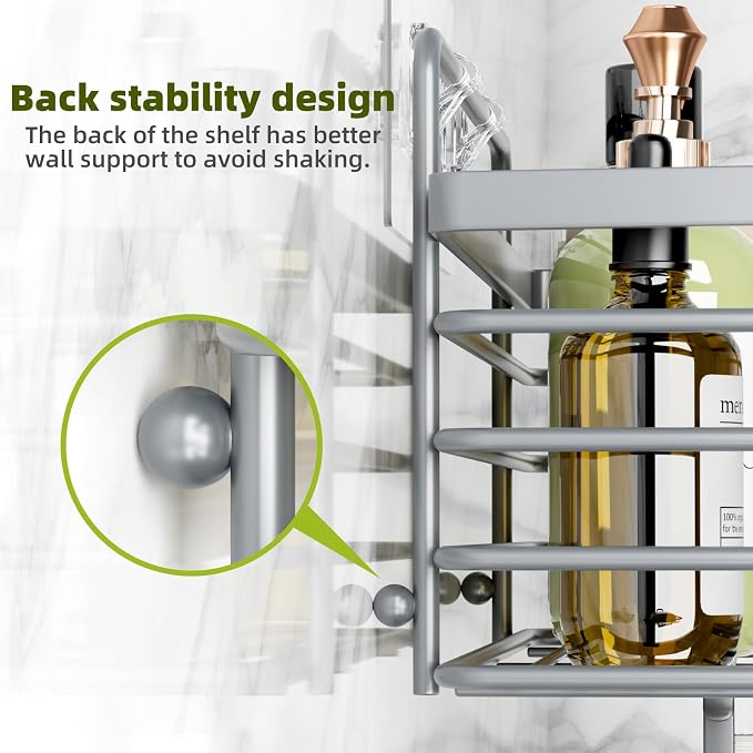 Yougai Shower Caddy 3 Pack, Adhesive Shower Shelf Organizer Rack, Rustproof - Image 5