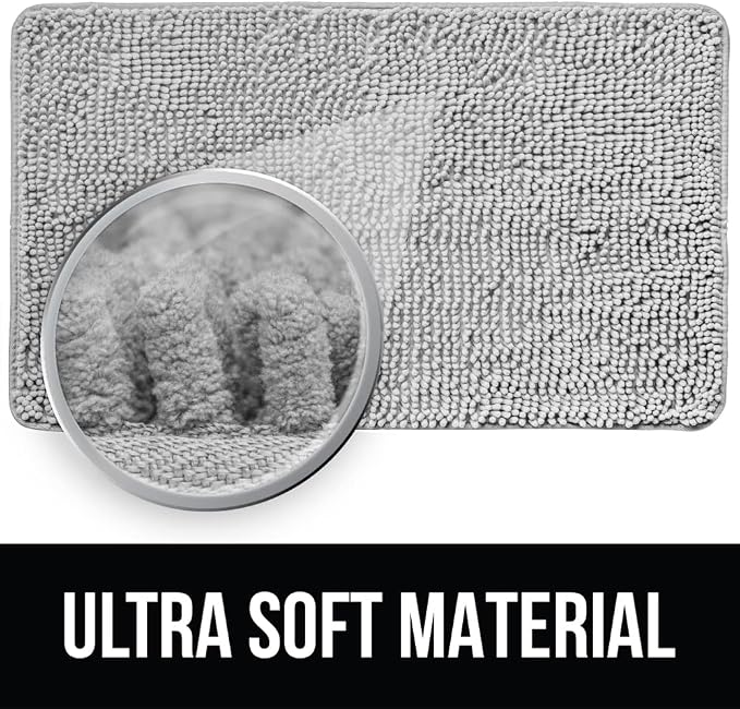 KANGAROO Bathroom Rugs, Chenille Soft Absorbent Bath Rug, Shaggy Shower Mat - Image 4