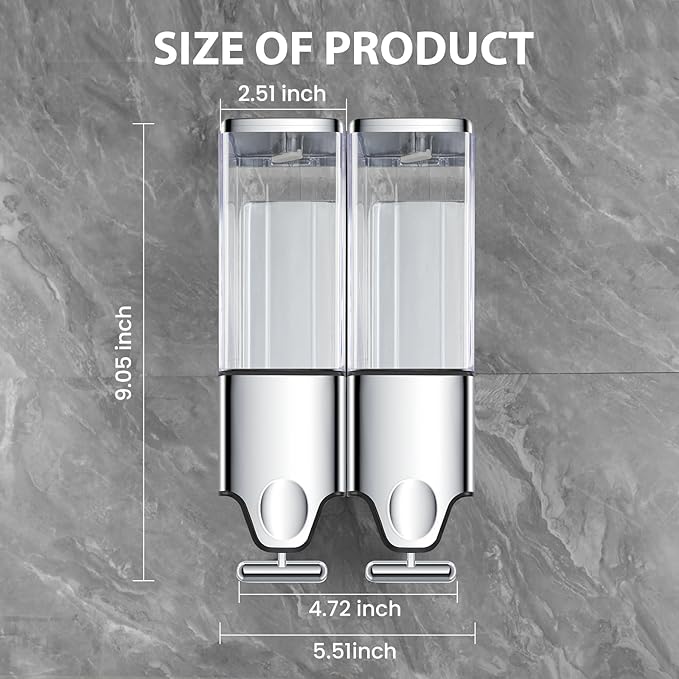 2-in-1 Quadrate Dispensers for The Shower, Shower soap Dispenser, Conditioner - Image 3