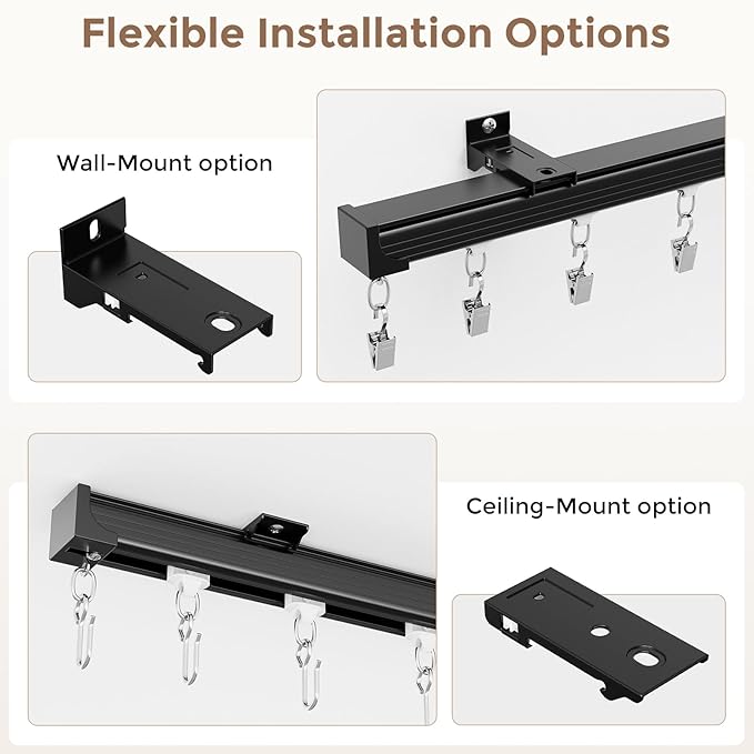 Ceiling Curtain Track 3–6 ft Black - Image 4