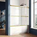 Bathtub Shower Door, 5/16" Certified Clear Tempered Glass, Brushed Gold by AquivaCoast