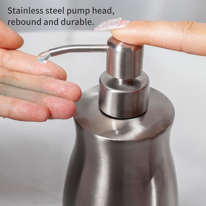Brushed Stainless Steel Countertop Soap Dispenser Rust and Leak Resistant Hand - Image 8