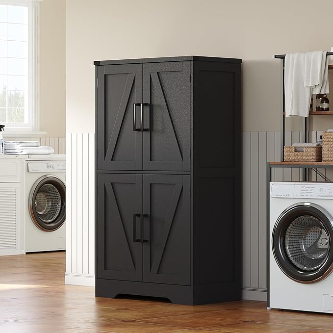 Treocho Bathroom Floor Cabinet, Farmhouse Bathroom Storage Cabinet by Treocho