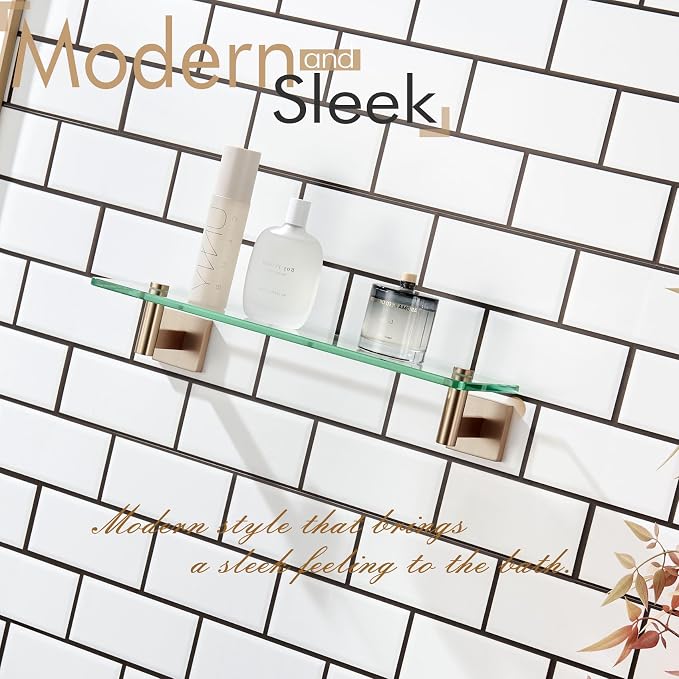KOKOSIRI Wall Shelves Bathroom Hardware Glass Floating Shelf Small Hanging Rack - Image 11