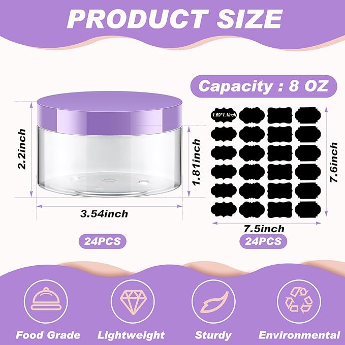 Dandat 24 Pcs 8 oz Plastic Jar Container - Image 2