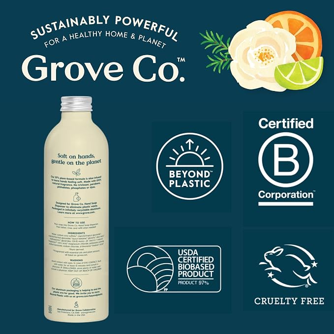 Grove Co. Hydrating Gel Hand Soap Refills + 1 x Reusable Glass Soap Dispenser - Image 9