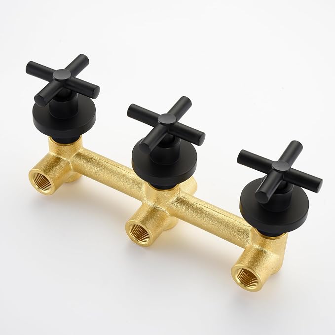 3 Handle Tub Shower Faucet, Matte Black Bathtub Faucet Set - Image 8