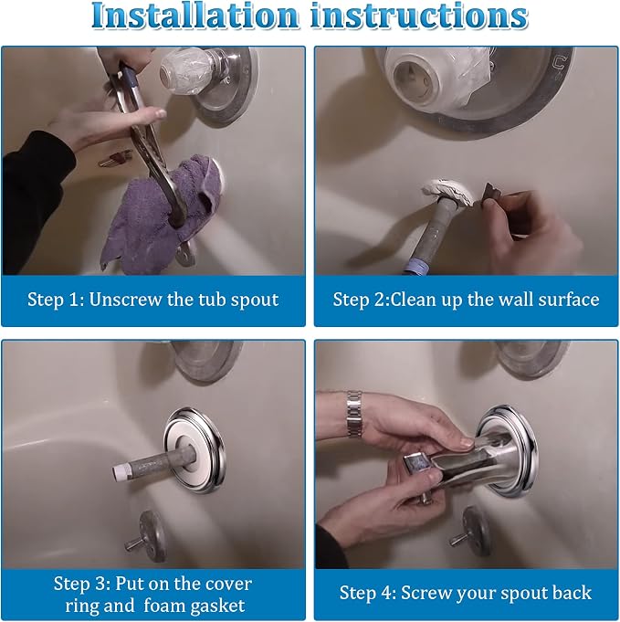 Enhon Metal Tub Spout Cover Ring, Bathroom Faucet Remodeling Wall Plate - Image 6