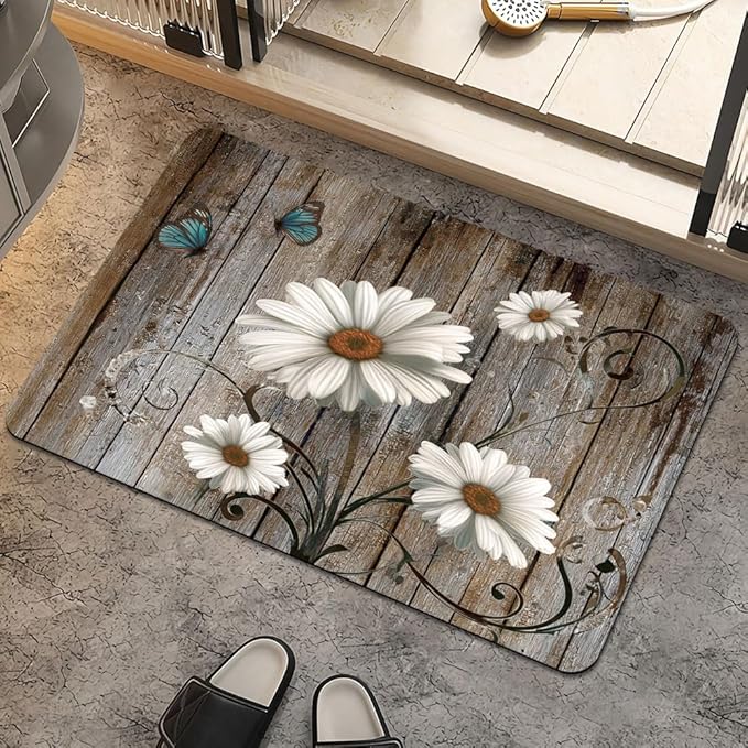 Bath Mat Rug, butterflies Non Slip Quick Dry Super Absorbent Thin Bathroom Rugs by ZHUZHISHAN