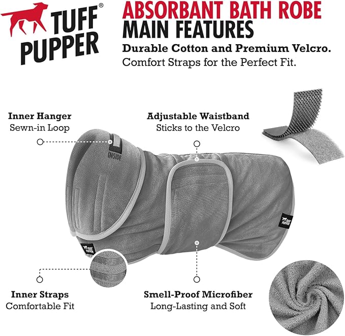 Tuff Pupper Fast Drying Dog Bath Robe | 800 GSM Plush Dog Towel - Image 2