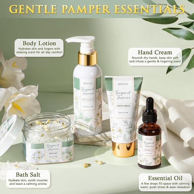 Christmas Birthday Gifts for Women, Bergamot Jasmine Relaxing Spa Gift Baskets - Image 5