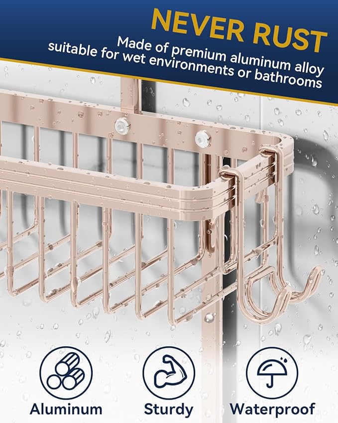 YASONIC Shower Caddy Hanging, Never Rust Shower Organizer Hanging, Aluminum - Image 4