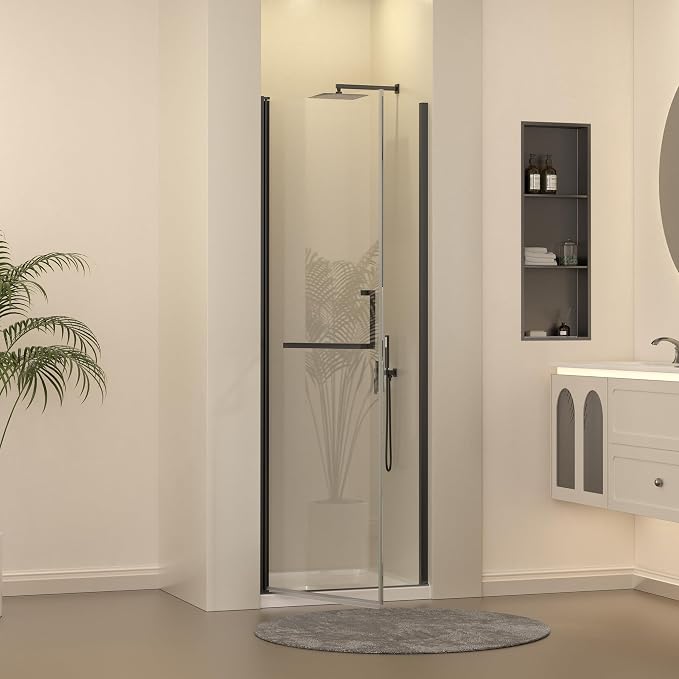 Frameless Pivot Shower Door 27-28" W x 72" H, Pivot Swing Shower Glass Door - Image 7