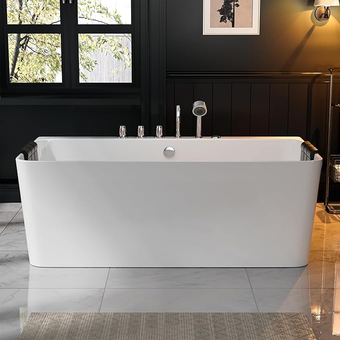Whirlpool Bathtub 67 in. Acrylic Freestanding Bath Tub Hydromassage Gracefully - Image 4