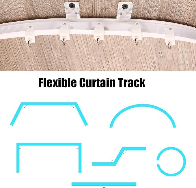 Jetec Curtain Tracks Ceiling Flexible Curtain Track Bendable Rail Curved Wall - Image 5