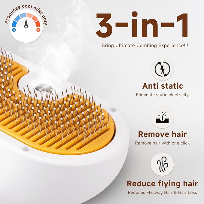 Pet Steam Brush for Dog & Cat – 3-in-1 Spray Hair Removal Comb – Steam for - Image 2