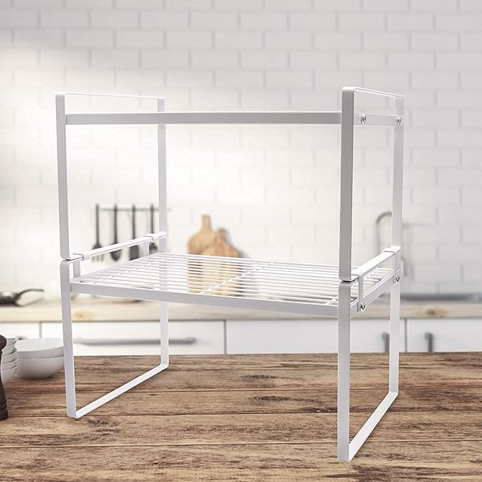 2 Pack Kitchen Cabinet Shelf Counter Organizer Rack Pantry Storage Bathroom - Image 9