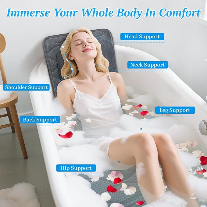 Bath Pillow for Tub with Laundry Bag & 17 Non-Slip Suction Cups, Extra Thick - Image 7