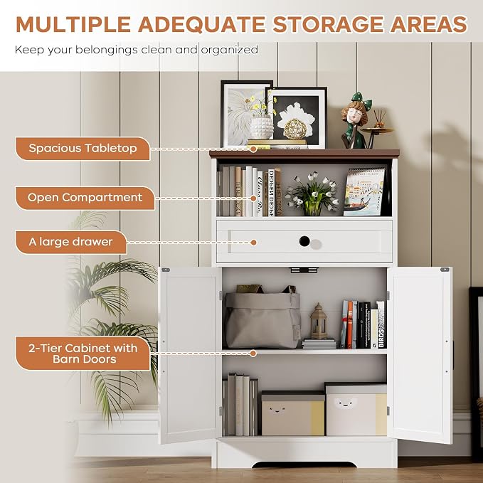 White Floor Cabinet, Farmhouse Storage Cabinet - Image 3