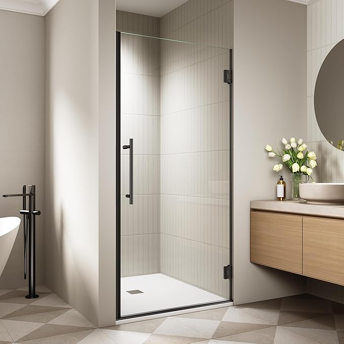 33.6-33.8" x 72" Frameless Hinged Shower Door, Single Swing Shower Panel by Unknown