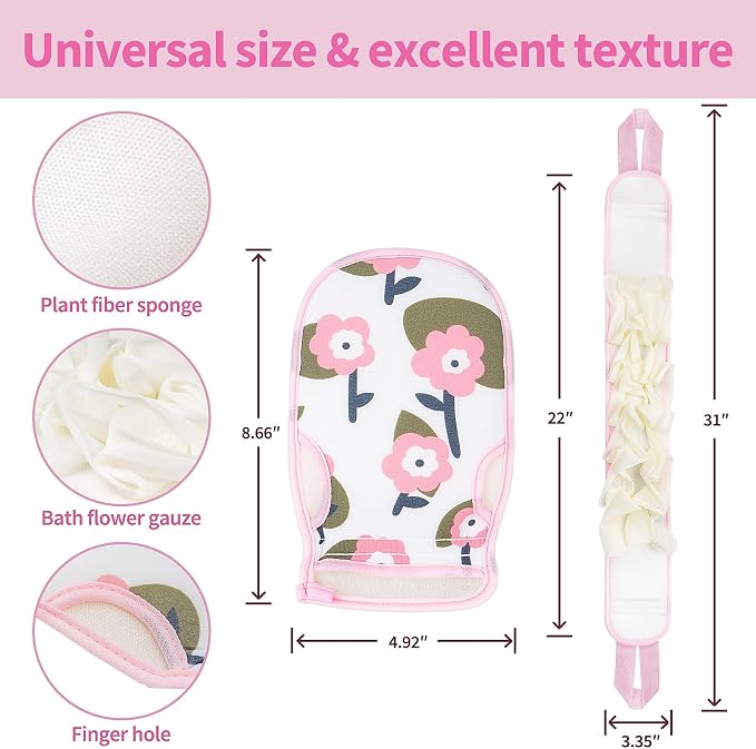 Deep Exfoliating Glove for Shower 2PCS: 1 Double-Sided Mitt, 1 Extra Long - Image 2