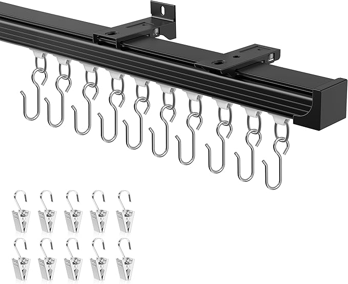 Ceiling Curtain Track 3–6 ft Black by HEIDEAR