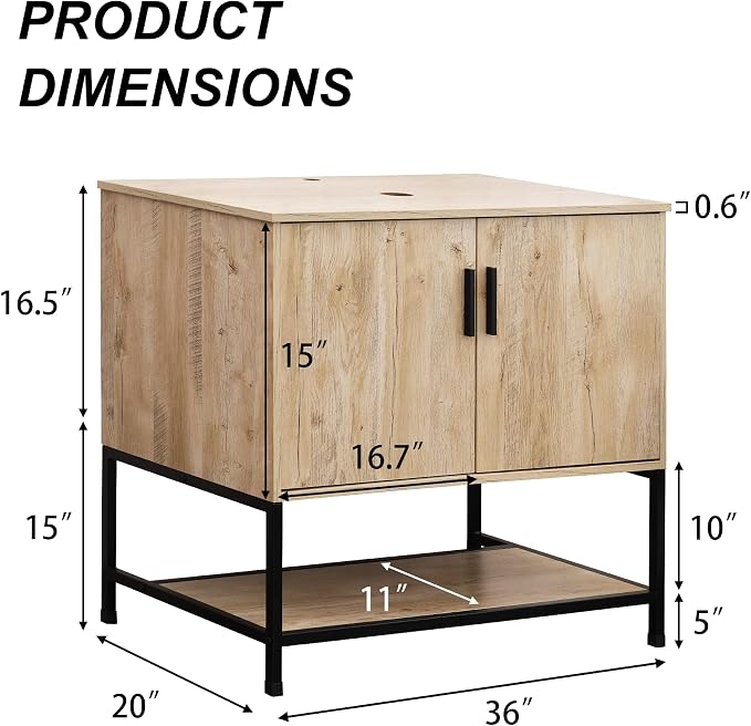 UEV Rustic Oak 36 Inch Bathroom Vanity - Image 2