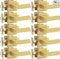 Probrico Interior Flat Square Gold Privacy Door Handle, Heavy Duty Keyless by Probrico