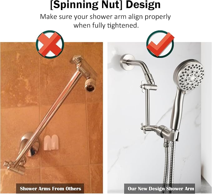 6 Inch Adjustable Shower Head Extension Arm, All-Metal Shower Arm Extender - Image 4