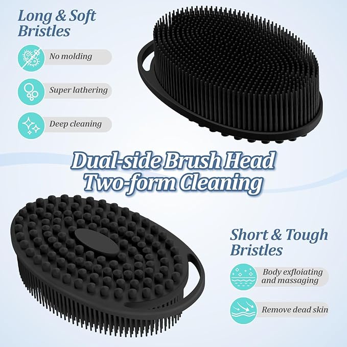 Silicone Back Body Face Scrubbers Set 4PCS, 15.35’’ Back Scrubber Soft Body - Image 4