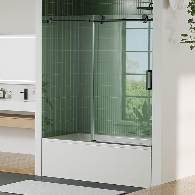 Frameless Sliding Shower Door, 6mm SGCC Tempered Clear Glass by IDEALHOUSE