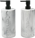 Marble Resin 2 Piece Shampoo and Conditioner Dispenser Set, Luxurious by IndecorHome