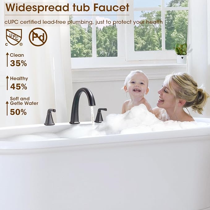 Oil-Rubbed Bronze Roman Tub Faucet, Solid Brass Bathtub Faucet Set - Image 3