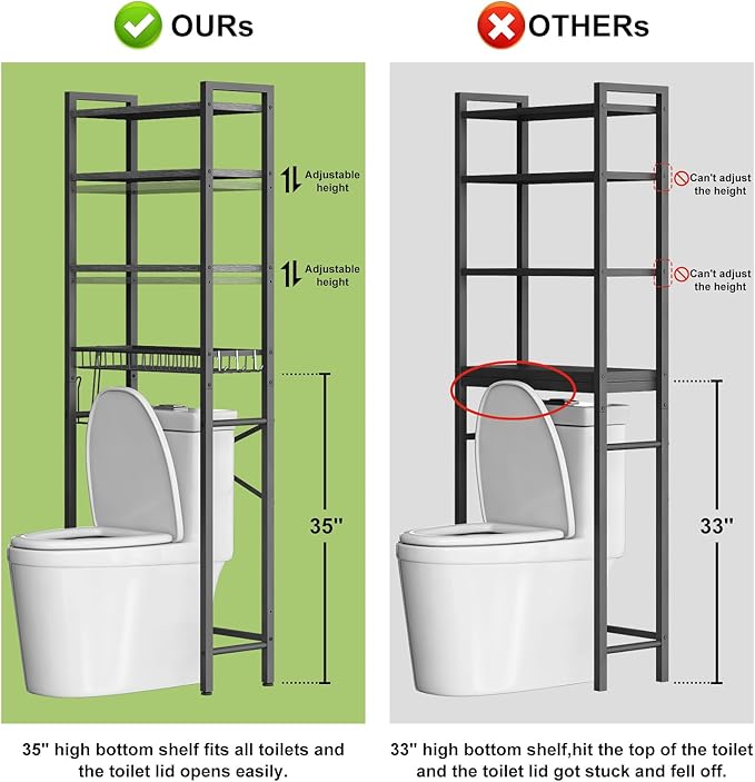 Over-The-Toilet Storage Rack, 4-Tier Bathroom Organizer Shelf Over Toilet - Image 2