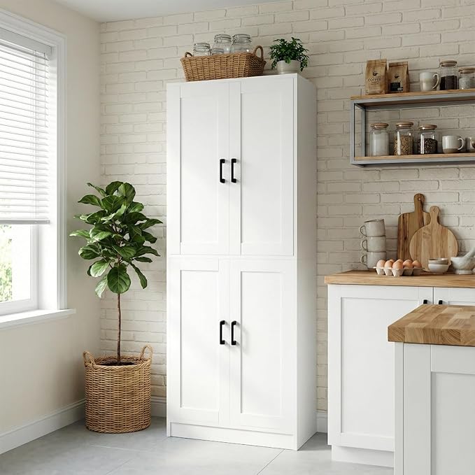 71" Tall Kitchen Pantry Cabinet, Freestanding Food Storage Organizer by DIYART
