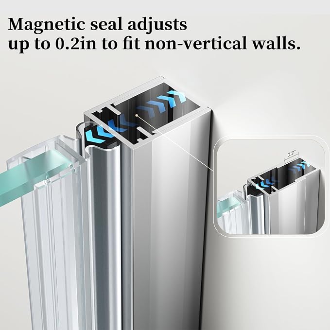 Frameless Hinged Shower Door, Single Swing Shower Panel - Image 5