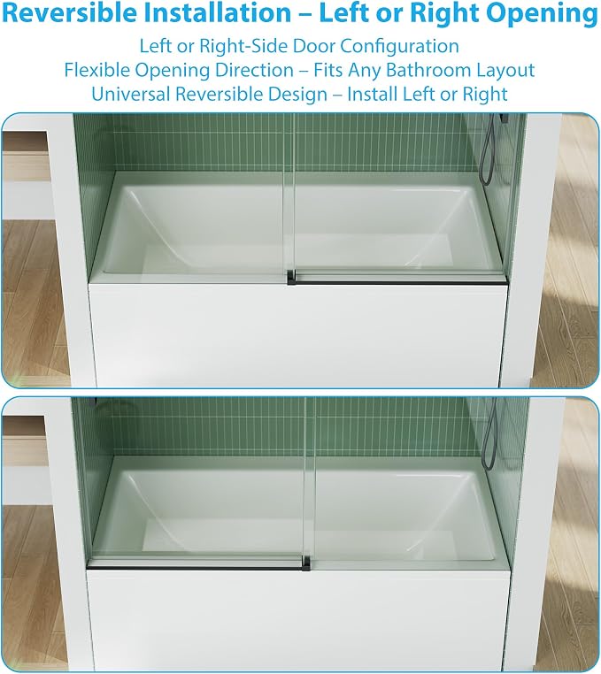 Frameless Sliding Shower Door, 6mm SGCC Tempered Clear Glass - Image 3