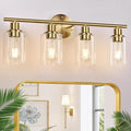 4-Light Bathroom Light Fixtures, Brushed Gold Modern Vanity Lights Over Mirror by Zarbitta