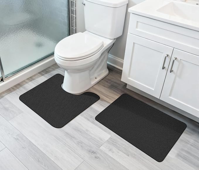 Bathroom Rugs Set 2 Pieces, Thin Bathroom Mats, Toilet Rugs, Quick Dry - Image 6