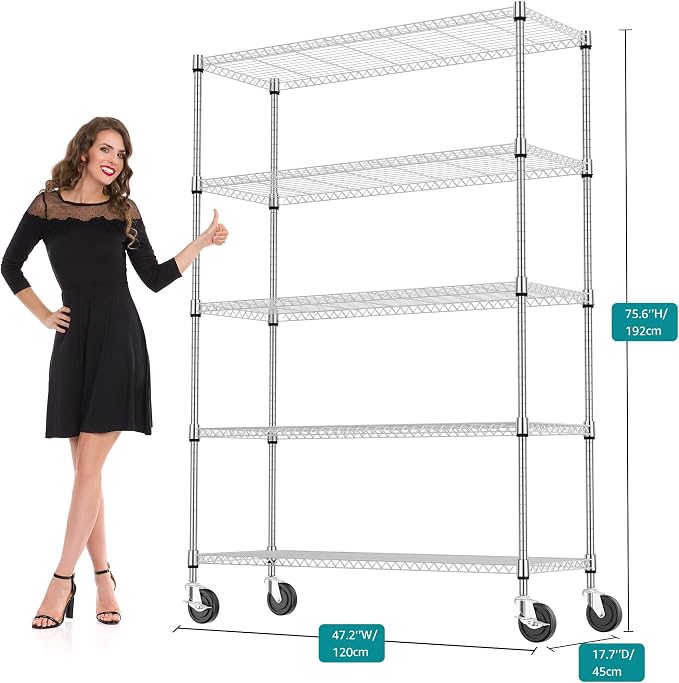 5 Tiers Shelf 1750 lbs Steel Storage Shelving Utility Shelving Unit Steel - Image 3