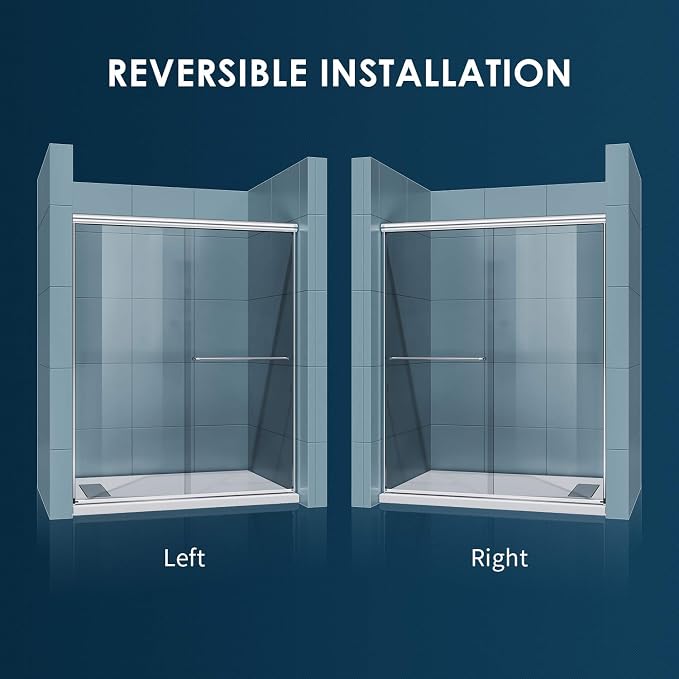 SUNNY SHOWER Bypass Sliding Shower Door Semi-Frameless Shower Enclosure 1/4" - Image 2