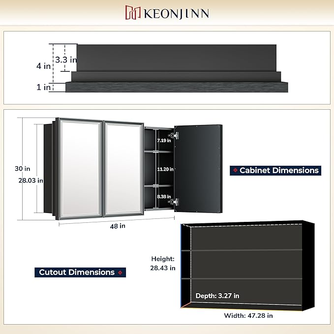 Keonjinn 48” x 30” Medicine Cabinets - Image 2