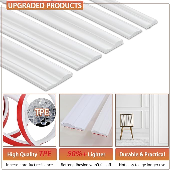 Peel and Stick Chair Rail Panel Molding - Image 4